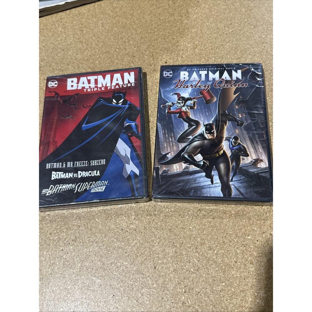 Batman Animated DVD Lot – Triple Feature & Batman and Harley Quinn (Sealed)
